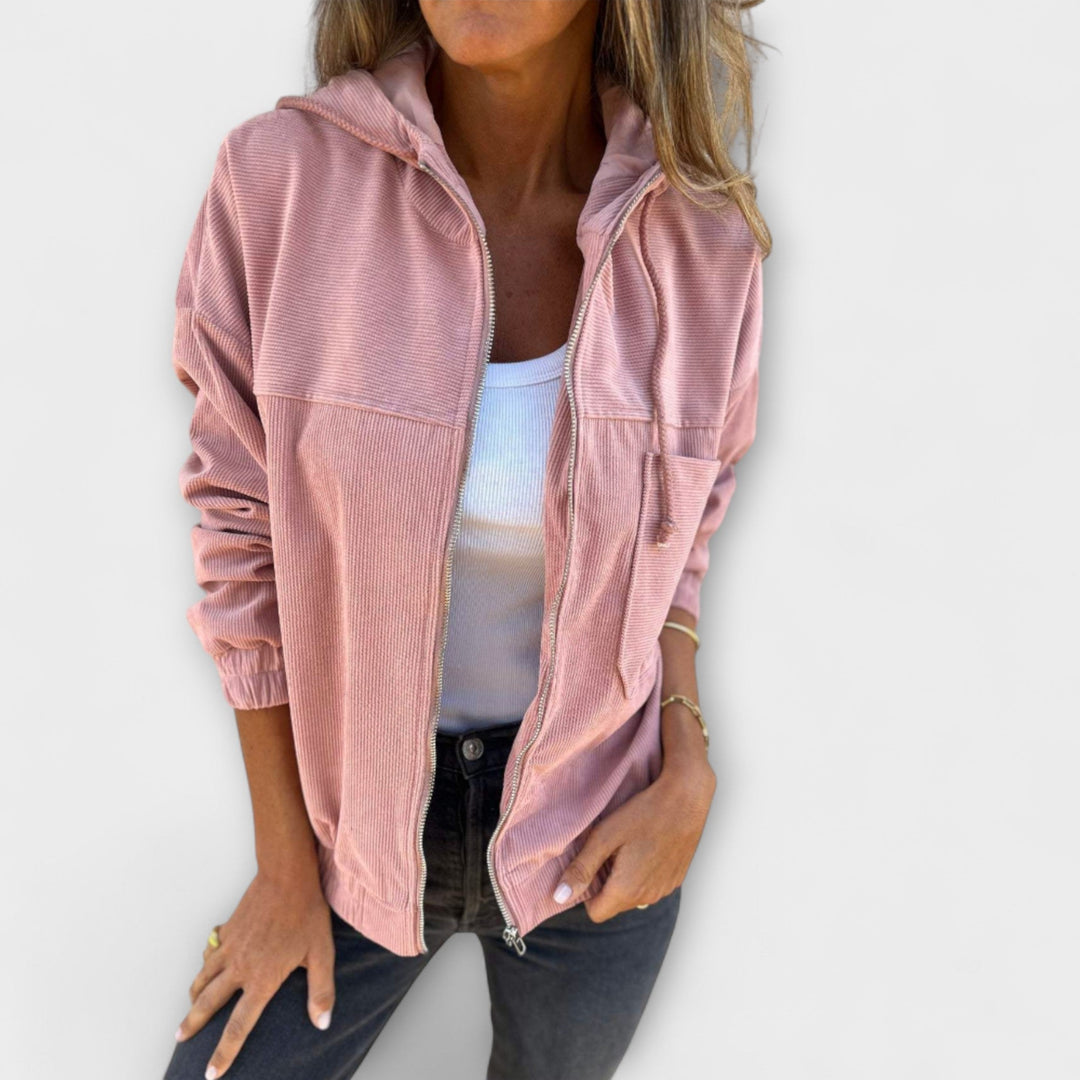 Ella - Hooded Jumpsuit in Quilted Fabric with Zip