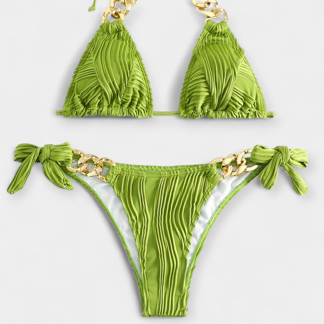 Striped Bikini Set with Ruffles