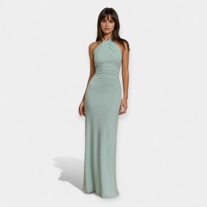 Maxi Dress with Tie Collar