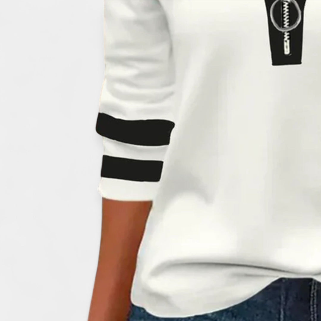 Long Sleeve Zip-Up Blouse
