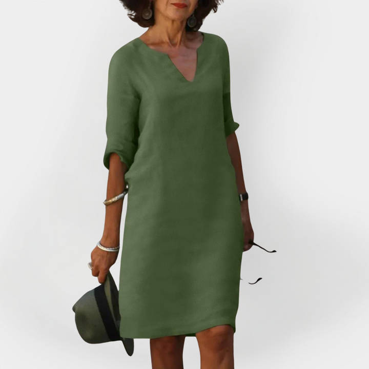Daily Dress with V Neckline