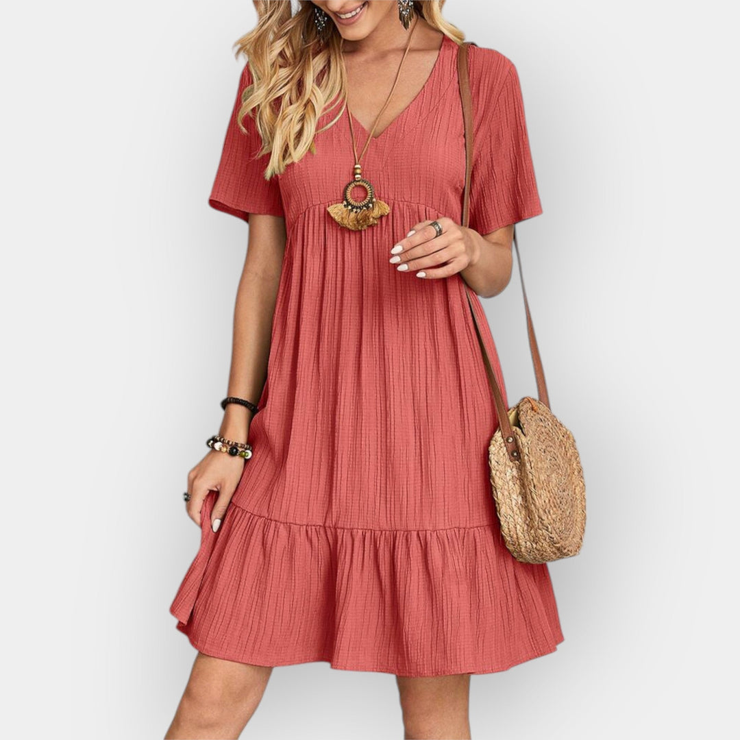 Midi Dress with V Cut
