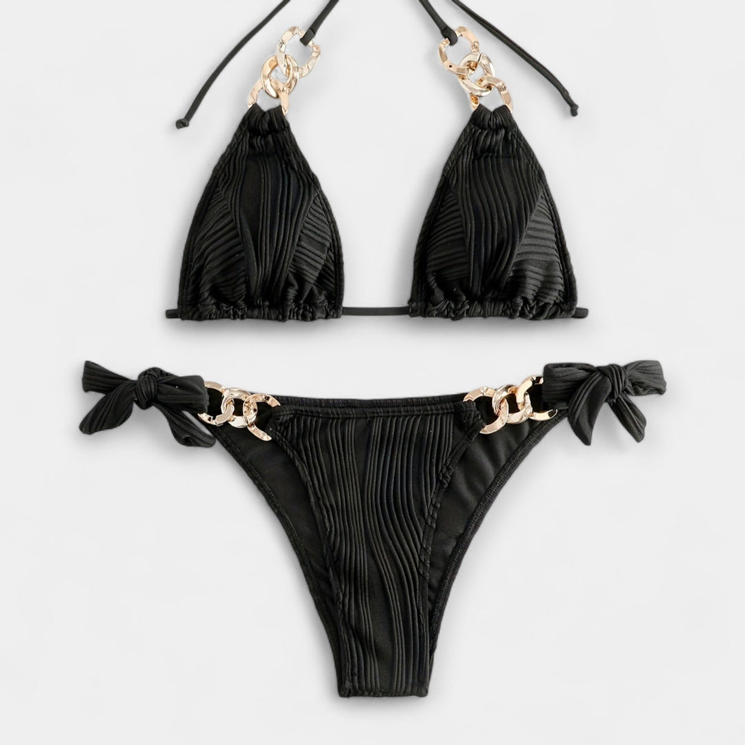 Striped Bikini Set with Ruffles