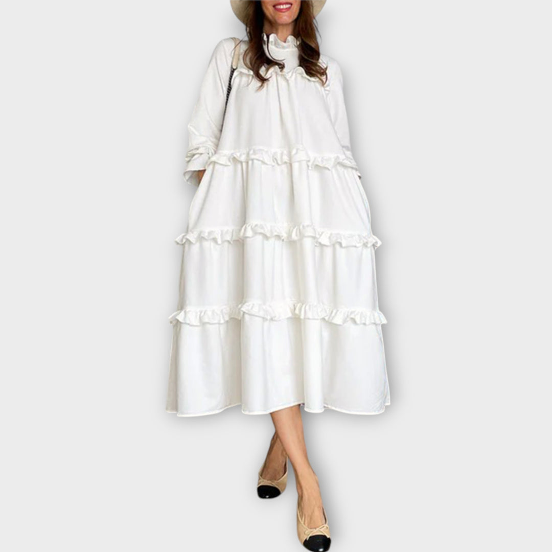 Chic Relaxed Fit Tiered Midi Dress