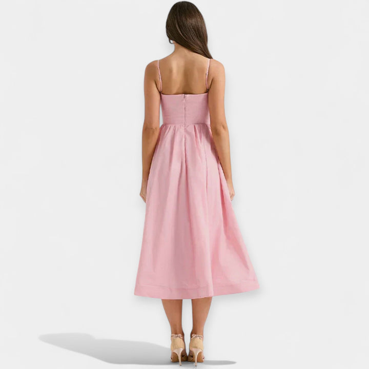 Mini Dress with Round Neckline and Straps