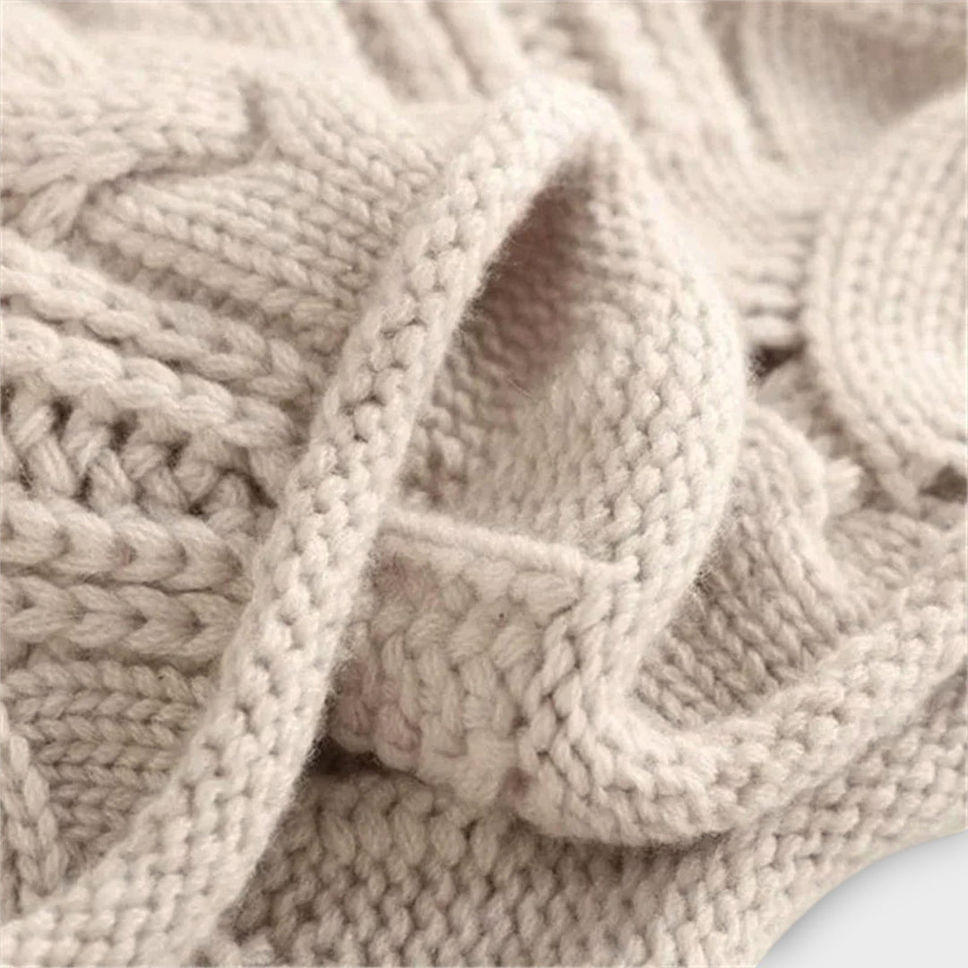 Ksenia Cashmere Turtleneck with Braided Pattern
