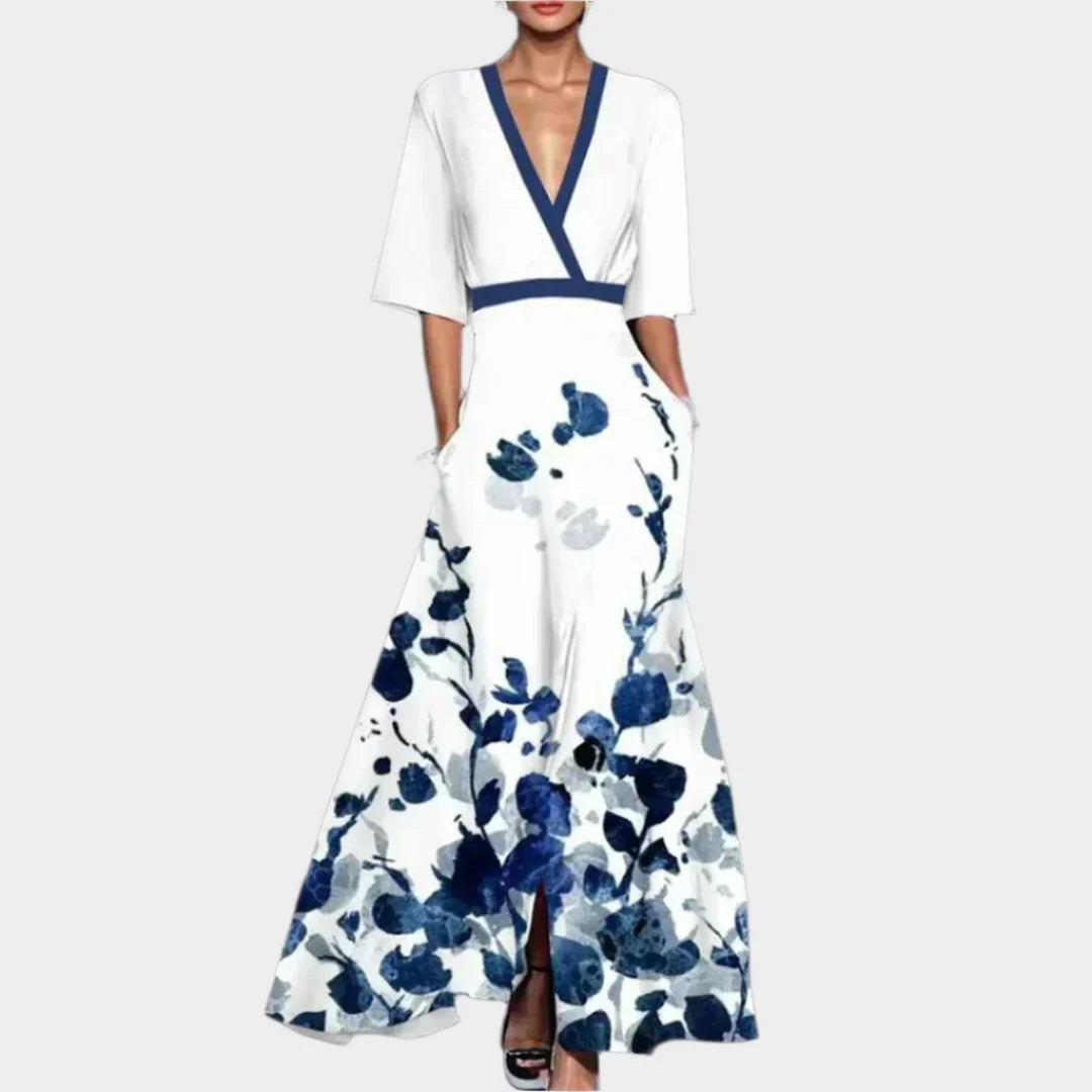 Floral Dress with V-Neck