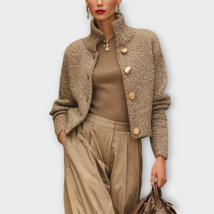 Luxe Button-Up Textured Knit Jacket