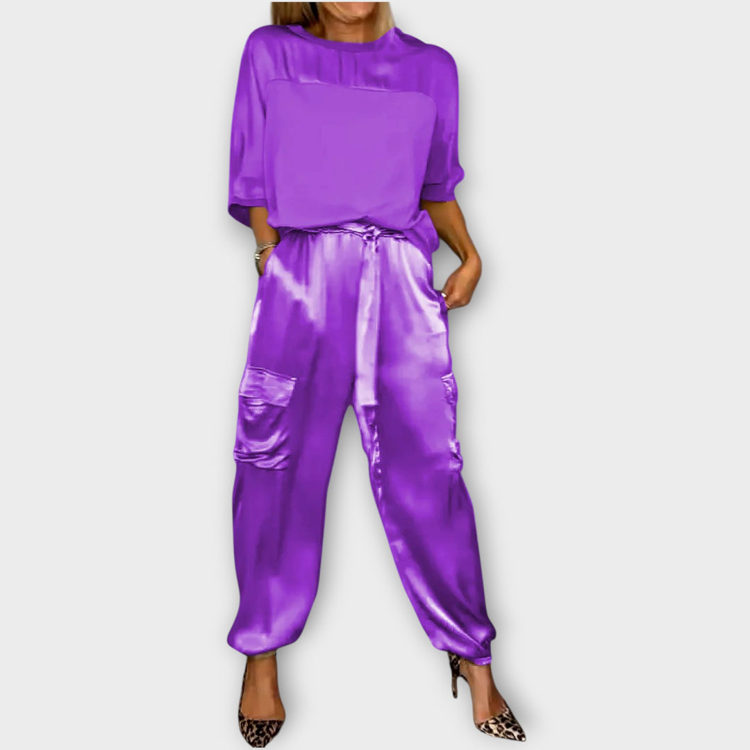 Relaxed Satin Cargo Lounge Set