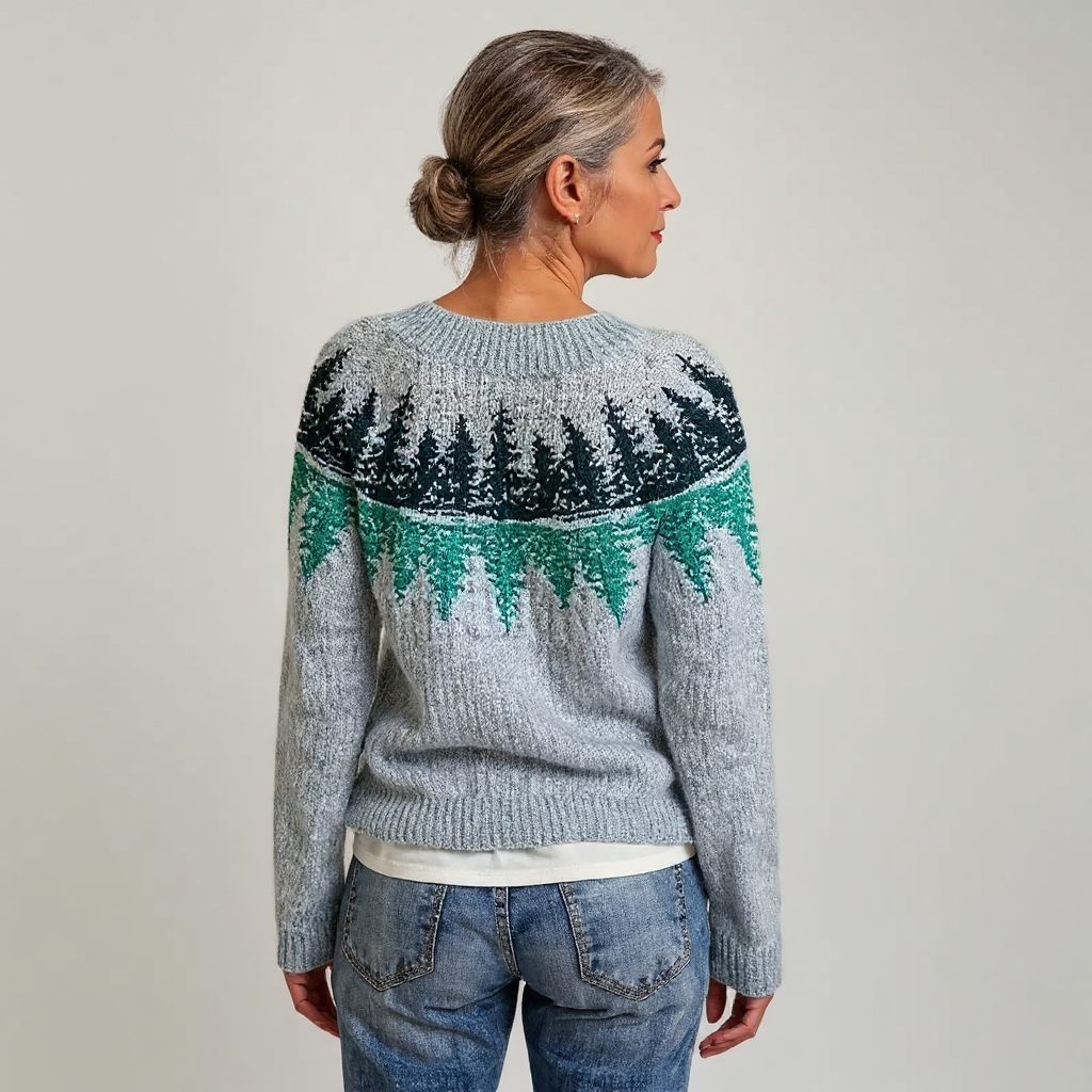 Knitted Blouse with Nature-Inspired Design